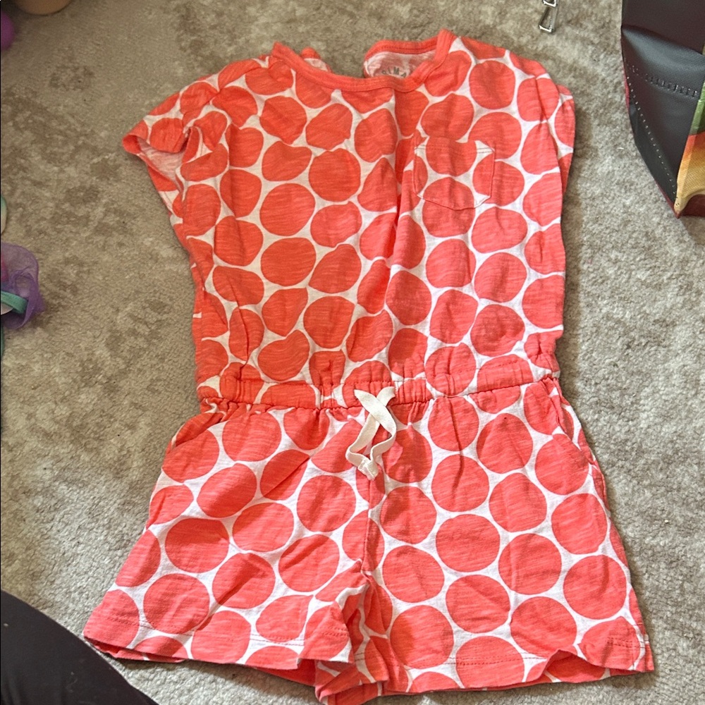 Girls Coral Dot Romper - primary
